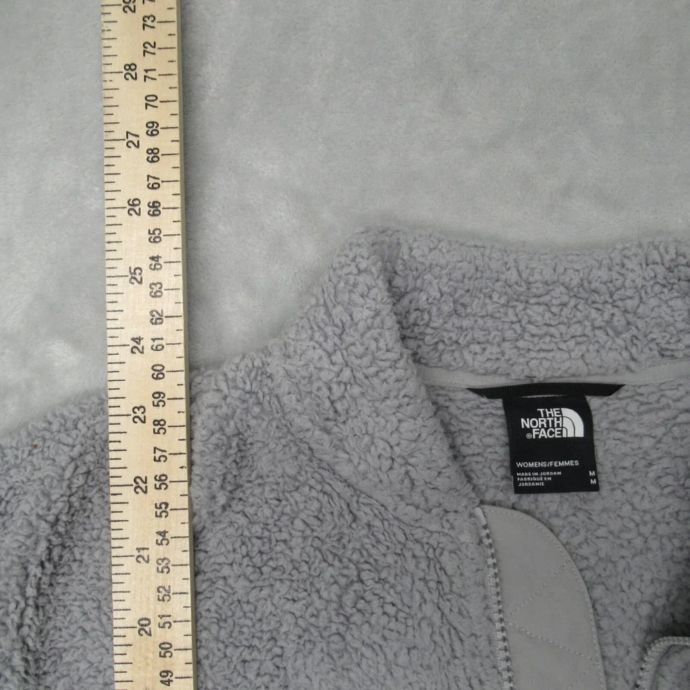 The North Face Jacket Women Medium Gray Banded Collar Fleece Full Zip Hiking